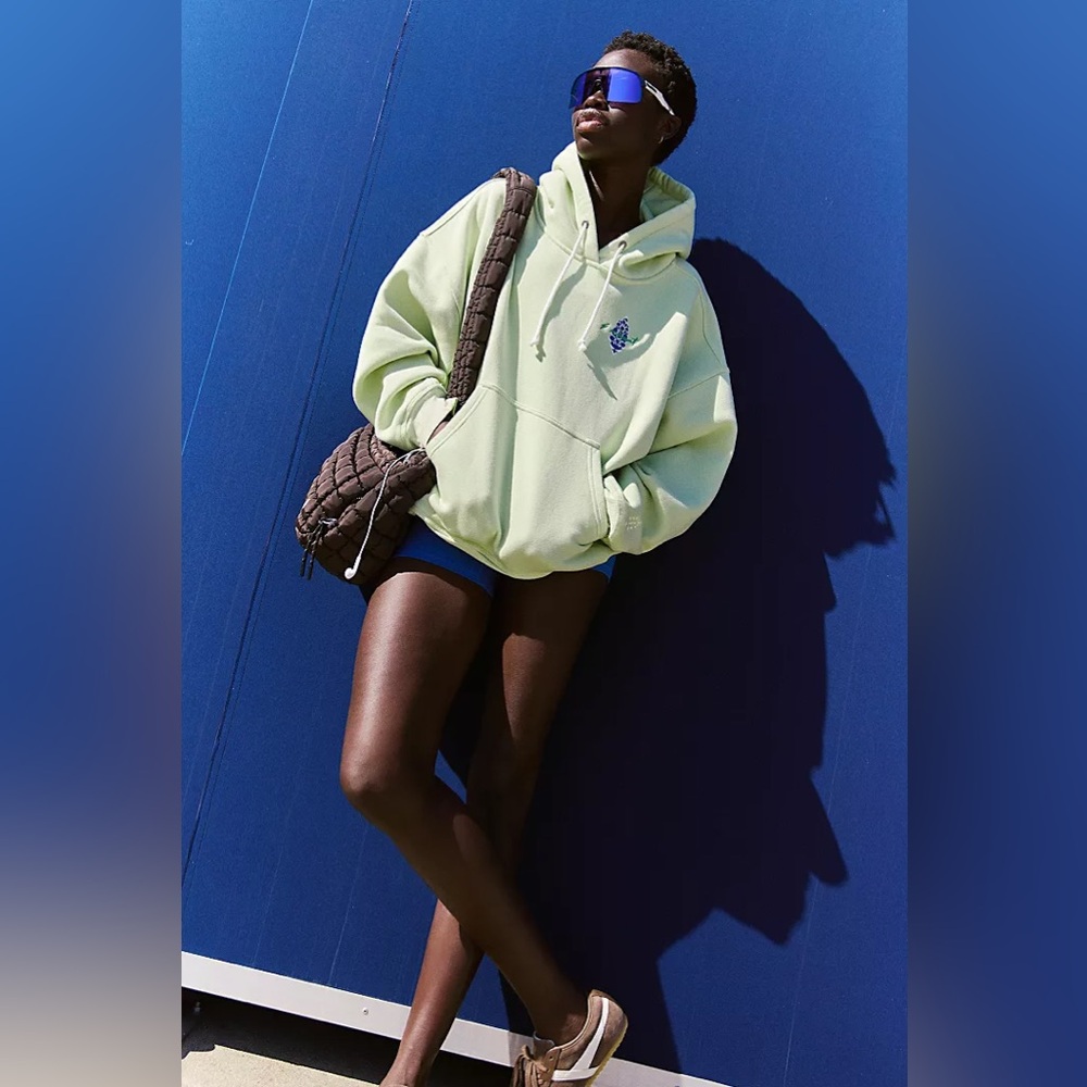 New Free People FP Movement Final Call Icon Logo Hoodie in Whipped Lime sz M